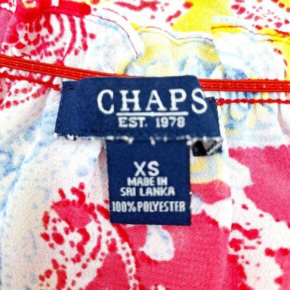 Chaps Colorful Sheer Paisley Peasant Boho Bohemian Blouse Sz XS - Picture 8 of 13